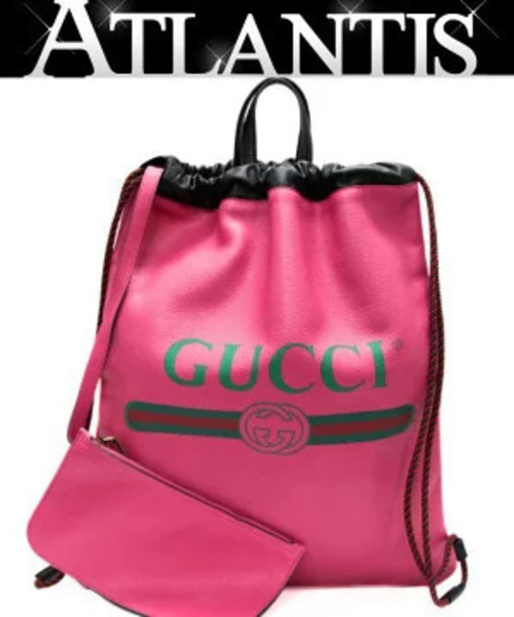 Gucci drawstring bag backpack leather pink